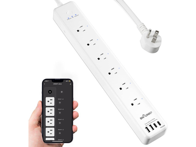 BN LINK Smart Plug Power StripSurge Protector with 6 Individually Controlled Smart Outlets, 4 USBs (incl. 20W USB-C), Compatible with Alexa and...