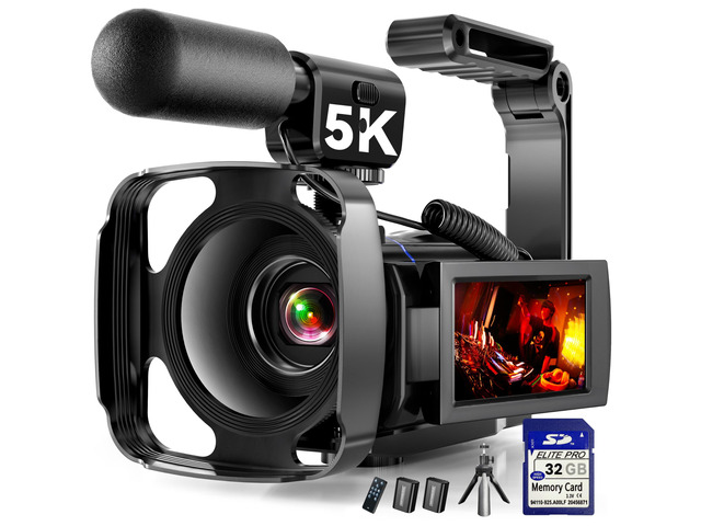 5K Video Camera Camcorder, 64MP Vlogging Camera for YouTube with 3' 270° Rotatable Touch Screen, 16X Zoom Digital Camera with IR Night Vision, WiFi...