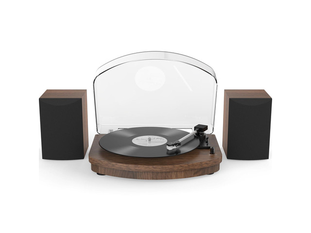 Vinyl Record Player with External Speakers AT-3600L Cartridge Belt Drive Turntable, Wireless Bluetooth Playback, Dual Stereo Speakers, 3 Speed,...