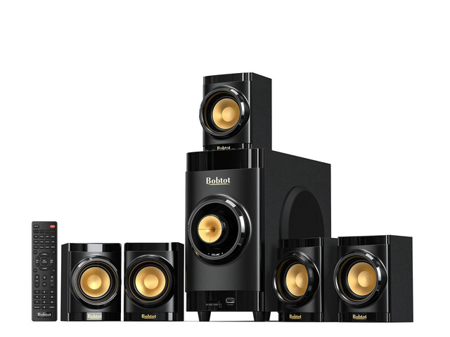 Small Subwoofer Home Theater for TV Surround System 5 Wired Speakers Amplifier 4 inch Woofer Built-in Receiver Support ARC Optical Bluetooth...