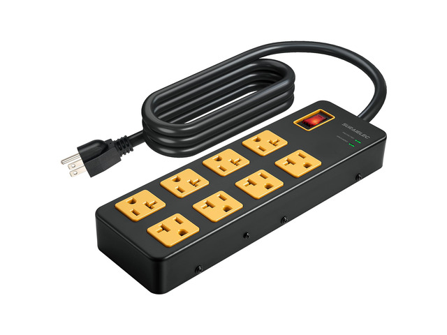 Heavy Duty Surge Protector Power Strip 20Amp, 6FT, 1960 Joules 12 Gauge Extension Cord,5-15P Plug, 5-20R T-Slot,Industrial Metal Power Strip for...