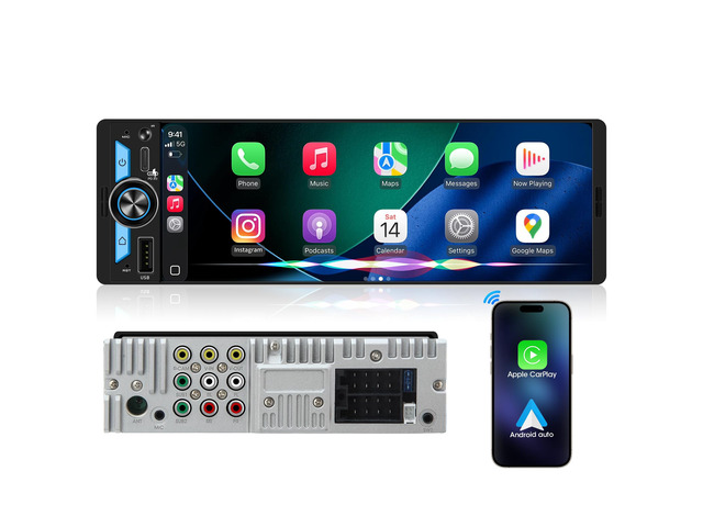 Single Din CarPlay Stereo Receiver: Wireless Android Auto Touchscreen Radio 6.5 Inch Incell Display Hi-Fi DSP Type-C Fast Charge Dual Subwoofer...