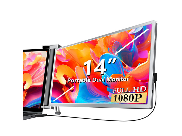 Laptop Screen Extender, 14' Laptop Monitor Extender IPS FHD 1080P, Dual Portable Monitor for 13.5' -16.5' Laptops, No Driver Needed, Plug & Play...