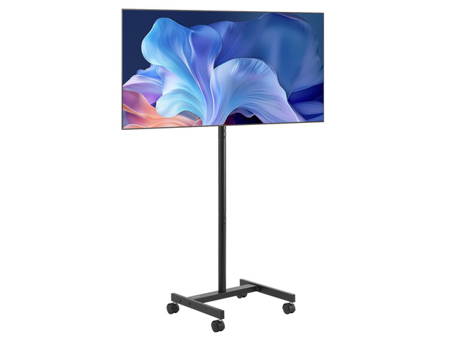Rolling TV Stand, Mobile TV Cart for 17-55 Inch Screens, Portrait to Landscape, Portable TV Stand with Wheels Holds up to 44 lbs for Living Room,...