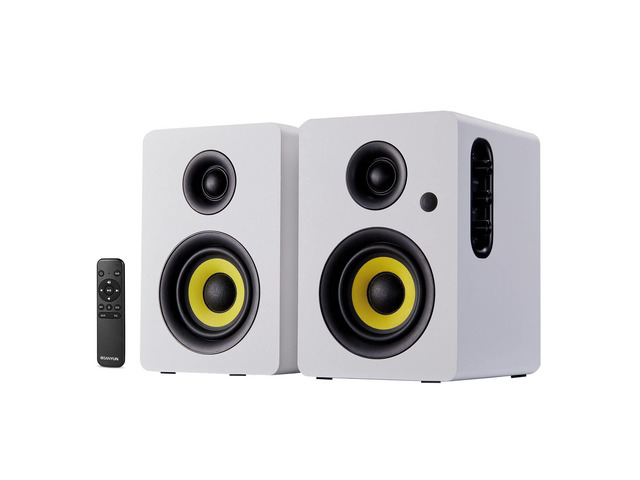 SW206 80W 2.0 Active Bookshelf Speakers, Dual-Mode Creator & Music 4' Carbon Fiber + 25mm Silk Dome, 24bit DAC, 6.35mm TRS Balanced +...