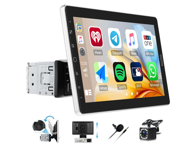 10.1 Inch Single Din Car Radio Stereo with Wireless CarPlay & Android Auto, Detachable Touch Screen Radio with Mirror Link AM/FM Radio Bluetooth EQ...