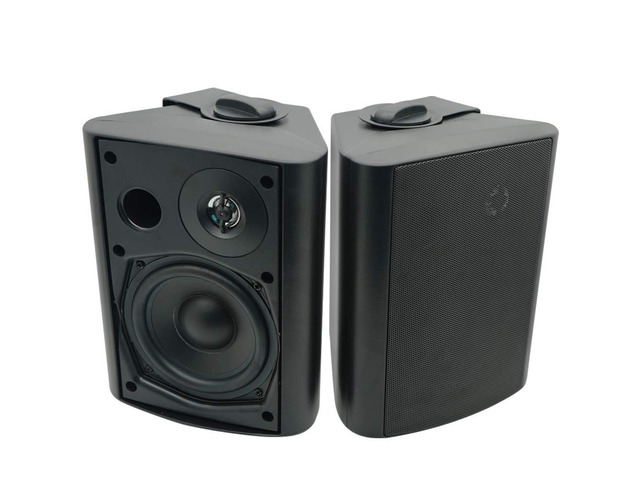 5.25 Inch Indoor Outdoor Bluetooth Speakers Patio Waterproof Wired Wall Mount System 300 Watts (Black)