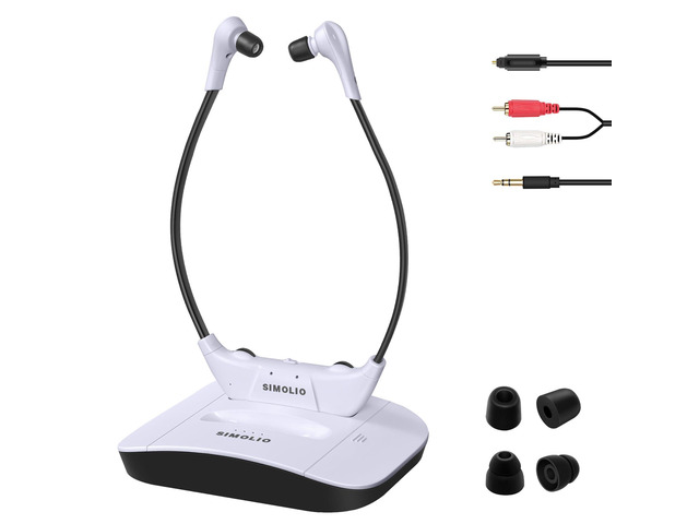 Wireless TV Headphones for Seniors, TV Hearing Device, 824D1 Clearer Dialog, Boosted Vol, Separate L/R Balance, Extra Battery, Co-work with Sound...