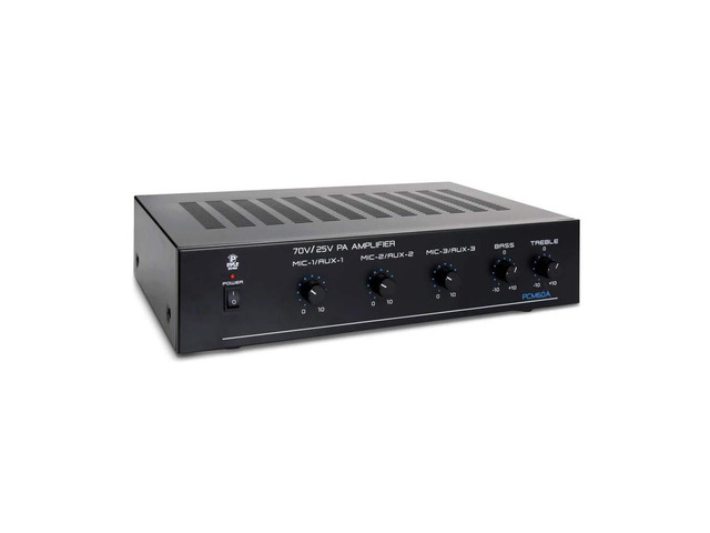 Compact Mini Home Power Amplifier - 100W Smart Indoor Audio Stereo Receiver w/ RCA, 3 Microphone IN, AUX, 25/70V Outputs, LED, Input Selector, For...