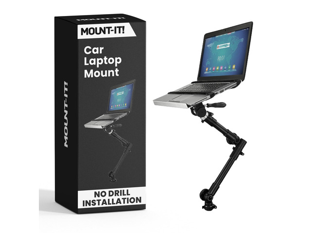 Car Laptop Mount, No-Drill Passenger Seat Laptop Stand for 1215.4 Inch Laptops up to 9 lbs, Height Adjustable Full Motion Vehicle Laptop Mount