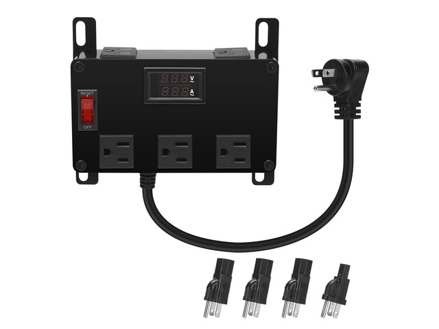 Media Cabinet Power Strip, 5 Outlets, Half Width, Compatible with On-Q Media Cabinets, 3 IEC C13 Adapters, 1 IEC C7 Adapter, AC1031
