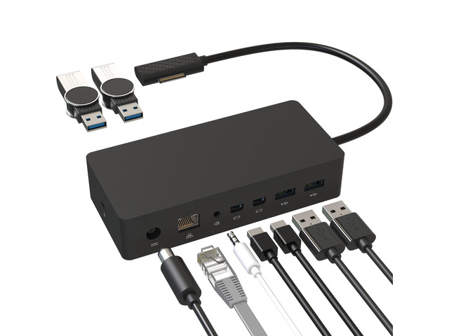 New Ms Surface Docking Station with 90W Power Supply, Double mini DP 4*USB3.0, Ethernet,3.5mm Audio,Compatible with Surface Pro series, Laptop...