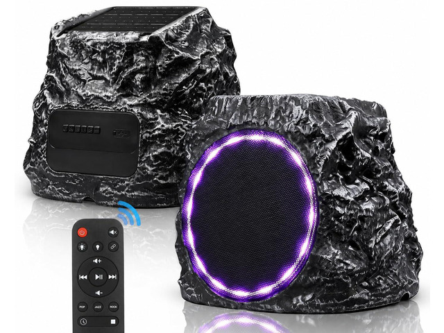 Upgraded Outdoor Rock Bluetooth 6.0 Speaker 60W Deep Bass Wireless Outdoor with Solar Charging, Remote Control,IPX7 Waterproof Speaker with Perfect...