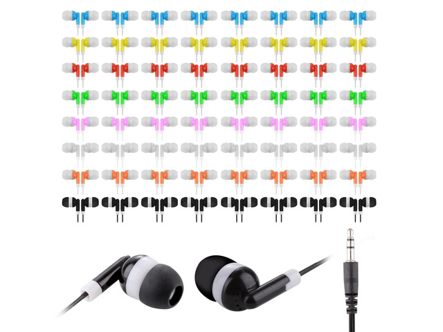 50 Pack Bulk Kids Earbuds for Classroom, Student Wired Headphones in Ear Earbuds for School Librariy, 3.5mm Multi Colored Wholesale Earphones for...