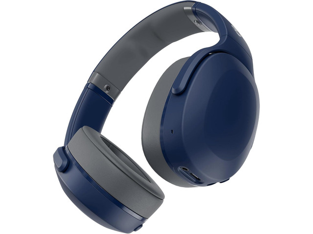 Crusher Evo Wireless Bluetooth Headphones Blue/Grey, Multi-Sensory Bass, 40Hr Wireless, Noise Isolating Over-Ear, Mic for iPhone/Android, Extra 3ft...