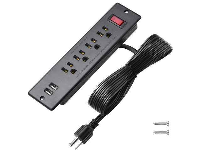 Mountable Power Strip Recessed Power Strip with USB 4 Outlet 2 USB Multiple Protection Built in Conference Desk Counter Workbench for PC Home...