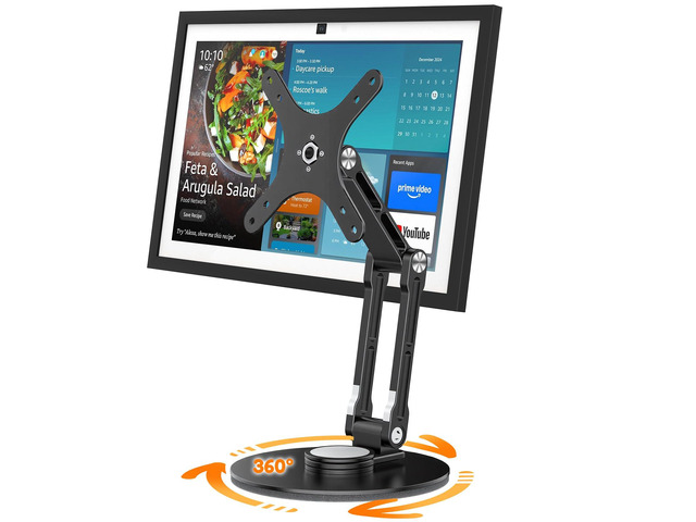 Swivel and Tilt Stand for Echo Show 15 (Gen 1, Gen 2), Portable Monitor Stand, Adjustable Angle and Height with 360° Rotation Bases, Switching...