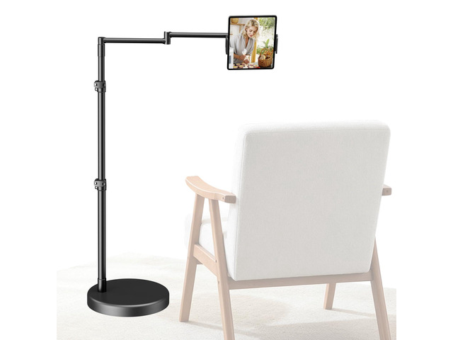 iPad Holder for Bed, Tablet Floor Stand with Weighted Base 11 Pound Stable Base, 20in Long Swivel Arm, Designed for Bed, Recliner & Chair, Fits...
