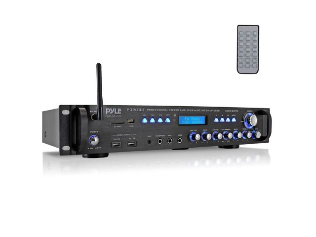Multi Channel Bluetooth Preamplifier Receiver - 3000 Watt Audio Home Speaker Sound Stereo w/Radio, USB, Headphone, AUX, RCA, Dual Microphone...