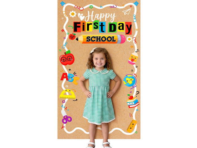 First Day of School Banner Backdrop Decorations, 35x63 Inch Welcome Back to School Banner Decorations Sign Photo Props Backdrop for Kindergarten...