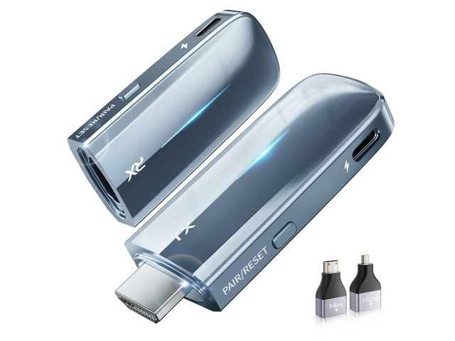 2027 Upgrade Wireless HDMI Transmitter and Receiver 400FT/120M, LDS Antenna Low-Latency Dual-Band 5.8+2.4G, 4K Decode 10Bit 1.08 Billion Hues...
