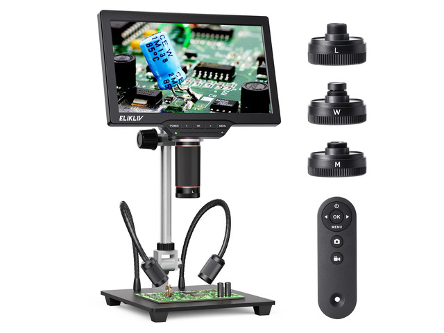 4K Magnetic 3 Lens Digital Microscope TL301, 7' HDMI Coin Magnifier Soldering Electronics Repair Scope with 10 Stand, Whole Coin View for...