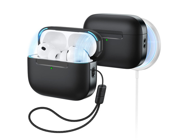 for AirPods Pro 3 Case (USB-C), Compatible with MagSafe, Magnetic Lid Lock, Full Drop Protection Cover with Lanyard, Pulse Series, Black