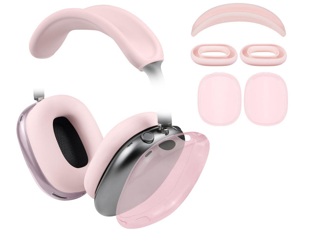 Case Cover Kit for (AirPods Max 2/1) - Pink Sweat Proof Kit (Headband Cover + TPU Case Protector + Silicone Ear Covers) for Gym Exercise, Easy to...