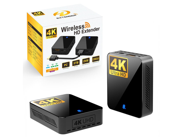 Wireless HDMI Transmitter and Receiver 4K BIN-910, 400FT/120M Long Range, 9 Adjustable Channels, 1TX to 3RX Stream HD Video/Audio from Laptop, PC,...