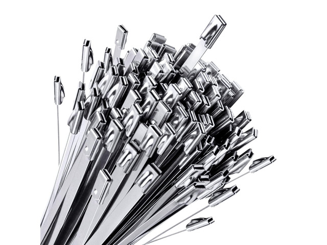 Metal Zip Ties Heavy Duty 304 Stainless Steel Fence Ties 100-Pack High-tensile self-locking metallic straps for chain link panels, chicken coops...