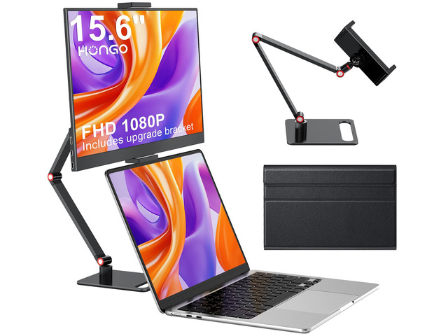 Portable Monitor with Stand 15.6-Laptop Screen Extender 1080P FHD for USB C hdmi Portable Screen Display Vesa Compatible for Windows...