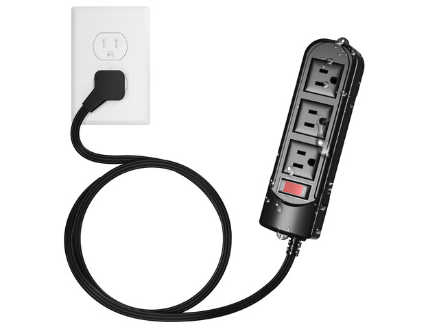 Outdoor Power Strip 10 Ft, IPX4 Waterproof Surge Protector 3 Widely Spaced AC Outlets Extension Cord, 45° Flat Plug, Wall Mountable, 18 Gauge 125V...
