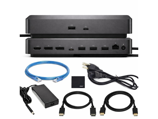 Pro Smart Dock WD25 Bundle with 6 USB Ports, up to 100W Power delivery Includes Display Port Cable + ZoomSpeed HDMI Cable + Ethernet Cable +...
