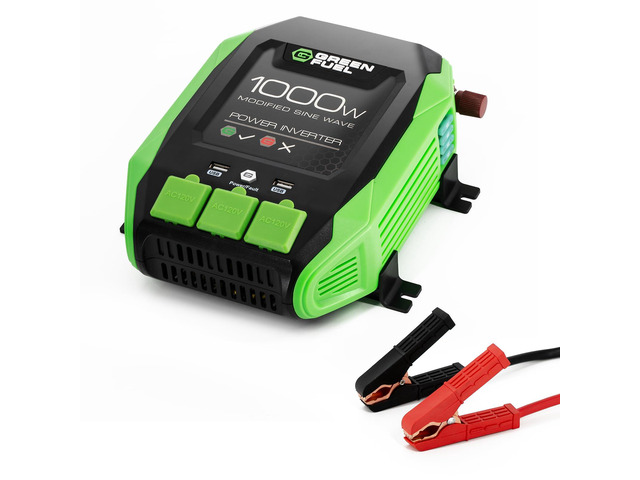 1000W Power Inverter 2000W Peak, DC 12V to 3X 120V AC 3X AC, 2X 2.4Amp USB, Mounting Brackets and Clamps Included, RV, Car, Truck, Camping,...