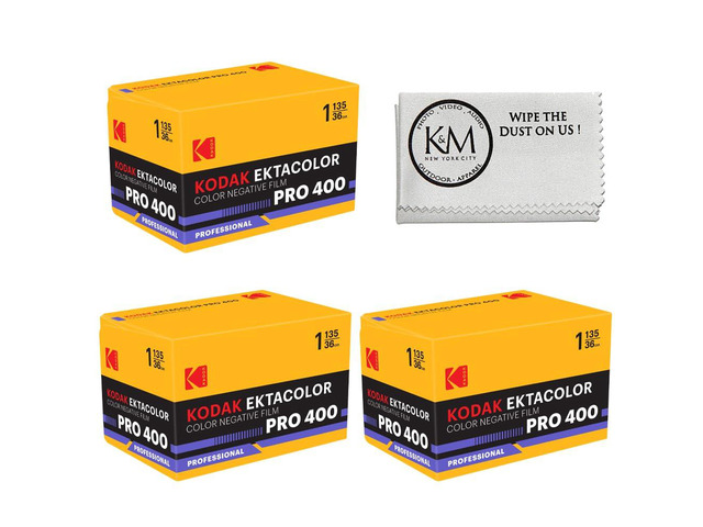 Ektacolor PRO 400 Color Negative Film 35mm Roll Film (36 Exposures) 3 Rolls + Cloth