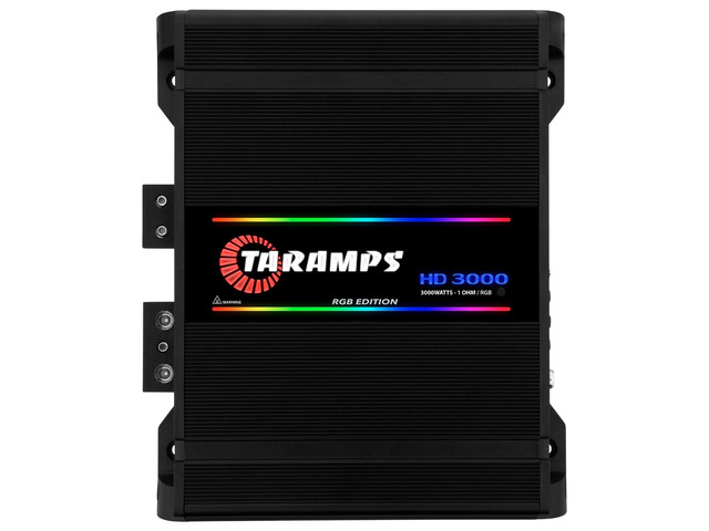 Taramps HD 3000 1 Ohm Black RGB 1 Channel Amplifier 3000 Watts RMS Digital, 108 RGB Effects, Crossover, Low/High Pass, Bass Boost, Car Audio...