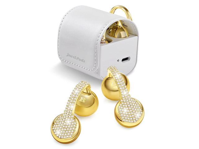 JewelPods C01 Pro Open Ear Headphones, Gold Luxury Jewelry, Wireless Earbuds