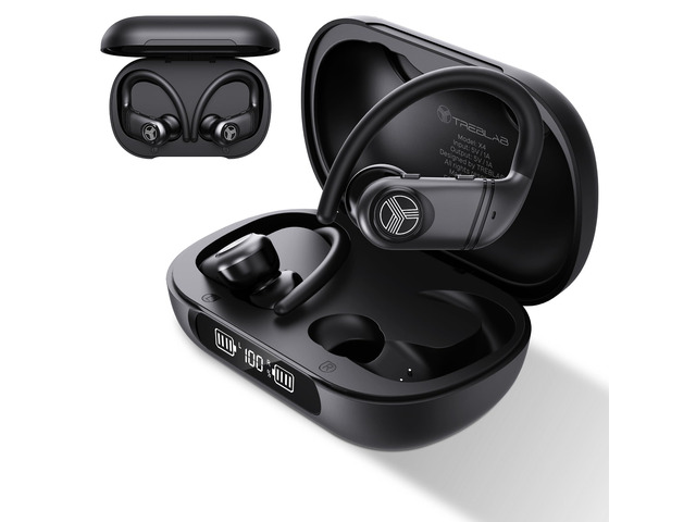 X4 Over the Ear Earbuds Wireless Bluetooth, 11H, IPX5 Bluetooth Headphones Waterproof IPX5, 2500mAh Powerbank Case, Gaming Mode 60ms, ENC Mic,...