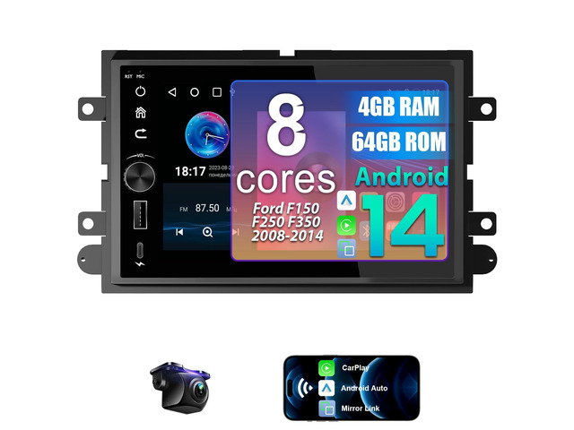 8 Core 4G+64G Car Radio Stereo for Ford F150 2004-2008, F250 F350 2006-2014 7' OLED Touchscreen Radio Stereo, Wireless CarPlay & Android Auto,...