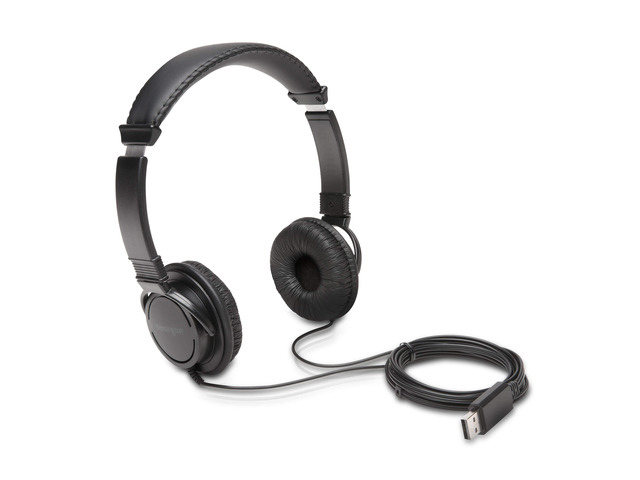 USB-A Hi-Fi Headphones, On-Ear Headset, 6ft Cord, for Kids, for Adults, for School, Padded Adjustable Headband (K97600WW), Black