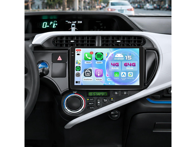 Android Car Radio for Toyota Prius C 2012-2014 CarPlay Android Auto 9 Inch HD Touchscreen with 4+64G storage, Prius Stereo with 5Ghz WiFi GPS...