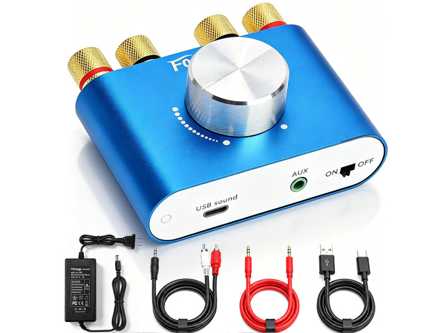 F900S Mini Bluetooth 5.0 Power Amplifier, 2.0 CH 80Wx2 Stereo Amp 160W Hi-Fi Digital Portable Sound Speaker Wireless Receiver ...