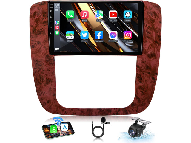 Car Radio for Chevy Silverado Tahoe Suburban GMC Yukon Sierra 2007-2013: 9' IPS Touch Screen Stereo Build-in GPS Wireless CarPlay/Wired Android...