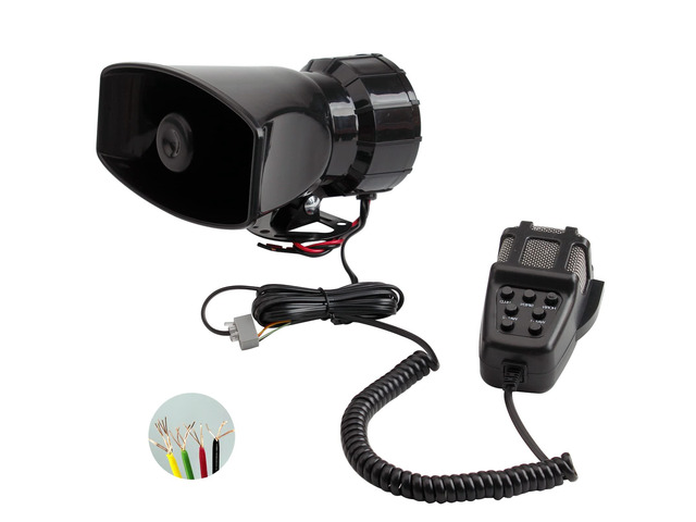Pa System for Truck 12V Police Siren Car Pa Speaker Alarm Horn 7 Sound Modes for All Scenarios, 130dB, Handheld Push-Button Controller,...