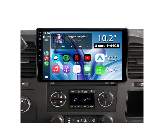 Android 13 Car Radio Stereo for Chevy Silverado 2007-2013 GMC Sierra Yukon, 8Core 4+64GB Head Unit 10.2' Plug and Play, Support CarPlay & Android...