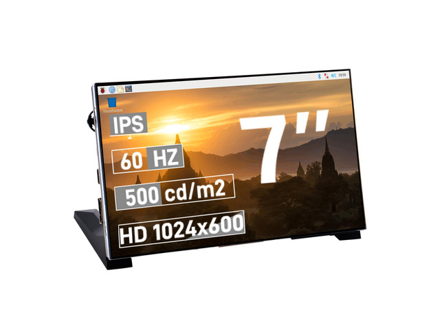 7-Inch Screen for Raspberry Pi, 1024x600 IPS LCD Display, HDMI Portable Monitor for Pi 5/4B/3B+/3B, Win11/10/8/7, Free-Driver