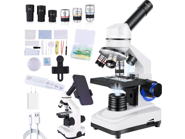 Microscope for Adults & Kids,40x-2000x Compound Microscope with Dual LED Illumination,Great for School Labs & Home Schooling