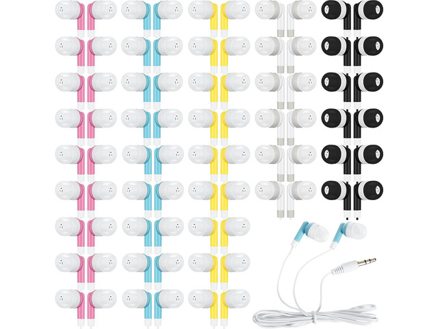 100 Pack Kids Bulk Earbud Headphones for Classroom Student Wired Headphones in-Ear Earbud 3.5 mm Disposable Earphones Set for Kids Adults Class...