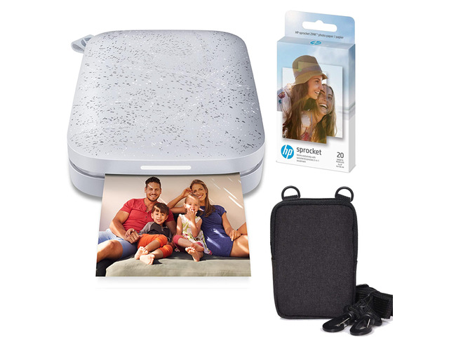 Sprocket Portable 2x3 Instant Photo Printer (Luna Pearl) Zink Paper Bundle