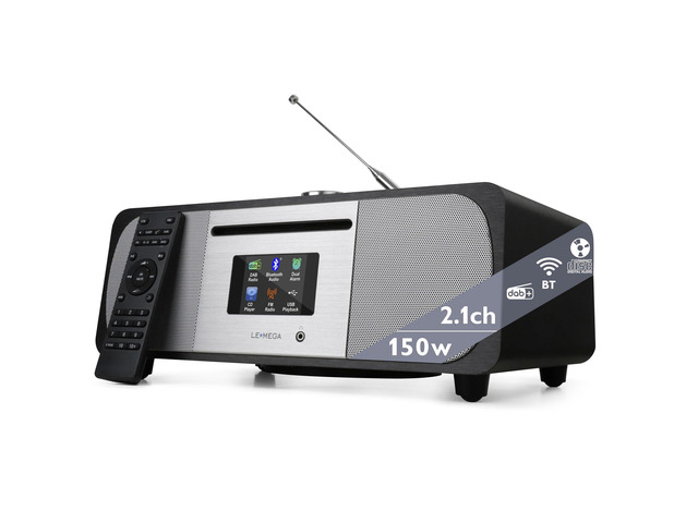 M6P CD Player, FM, Bluetooth, Powerful HiFi, Subwoofer, Black 2.8in colour display, 40 presets, remote control, wooden cabinet, headphone jack,...